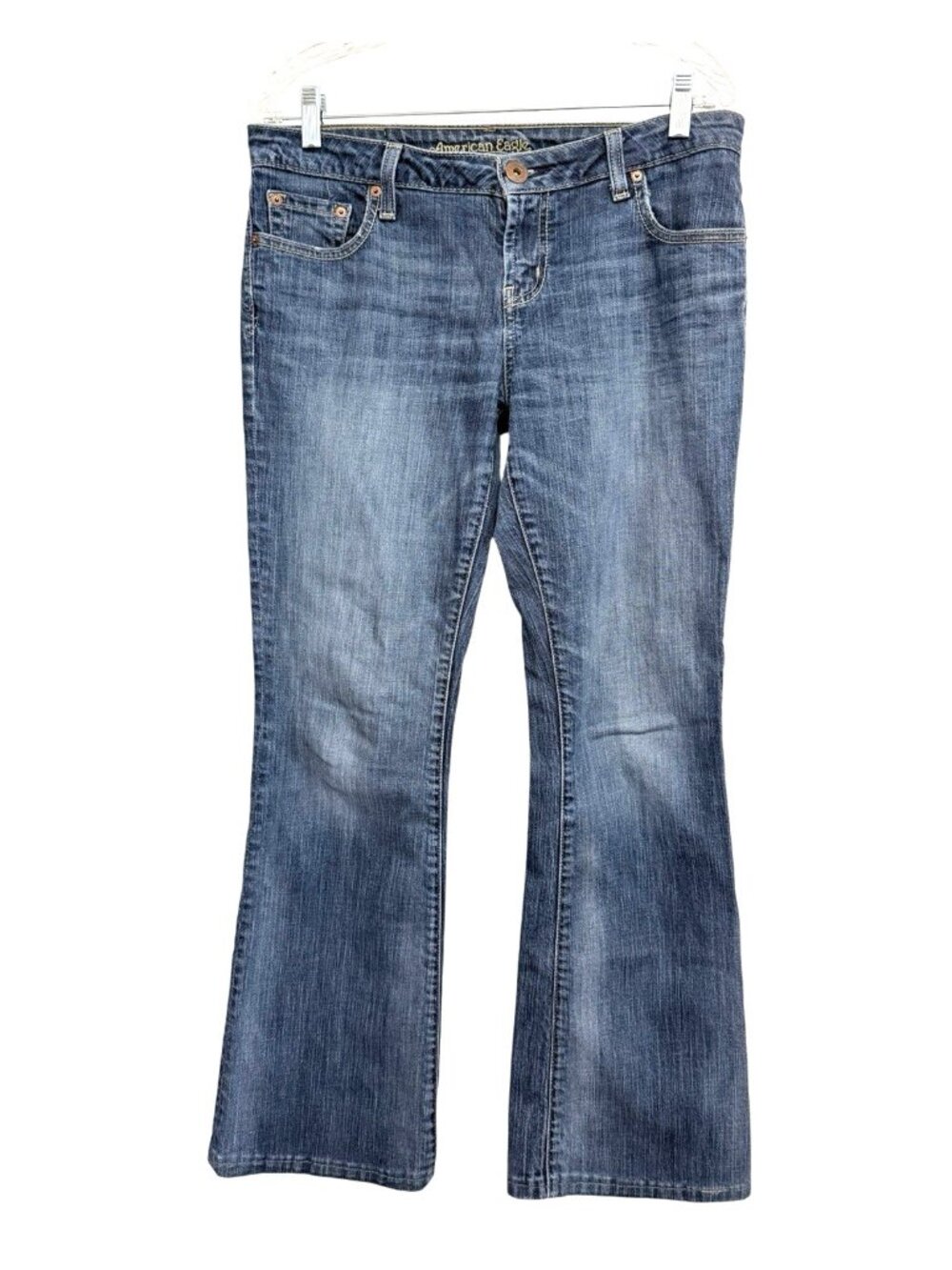American Eagle Outfitters Women’s Hipster Flare Jeans Light Blue Size 8 Festival